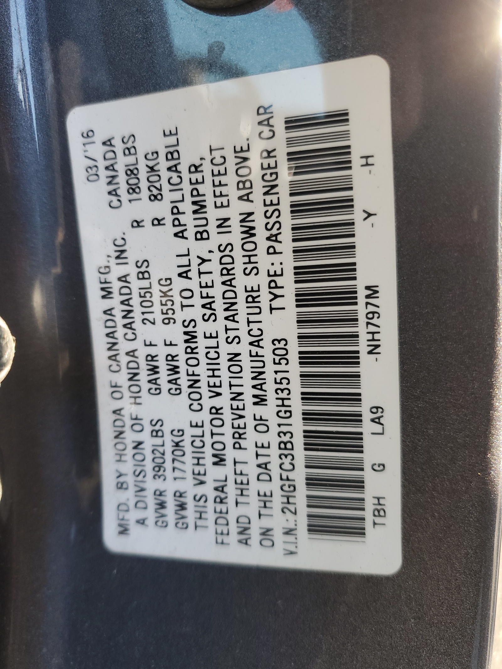 2HGFC3B31GH351503 2016 Honda Civic Ex 2HGFC3B31GH351503 2016 Honda Civic Ex