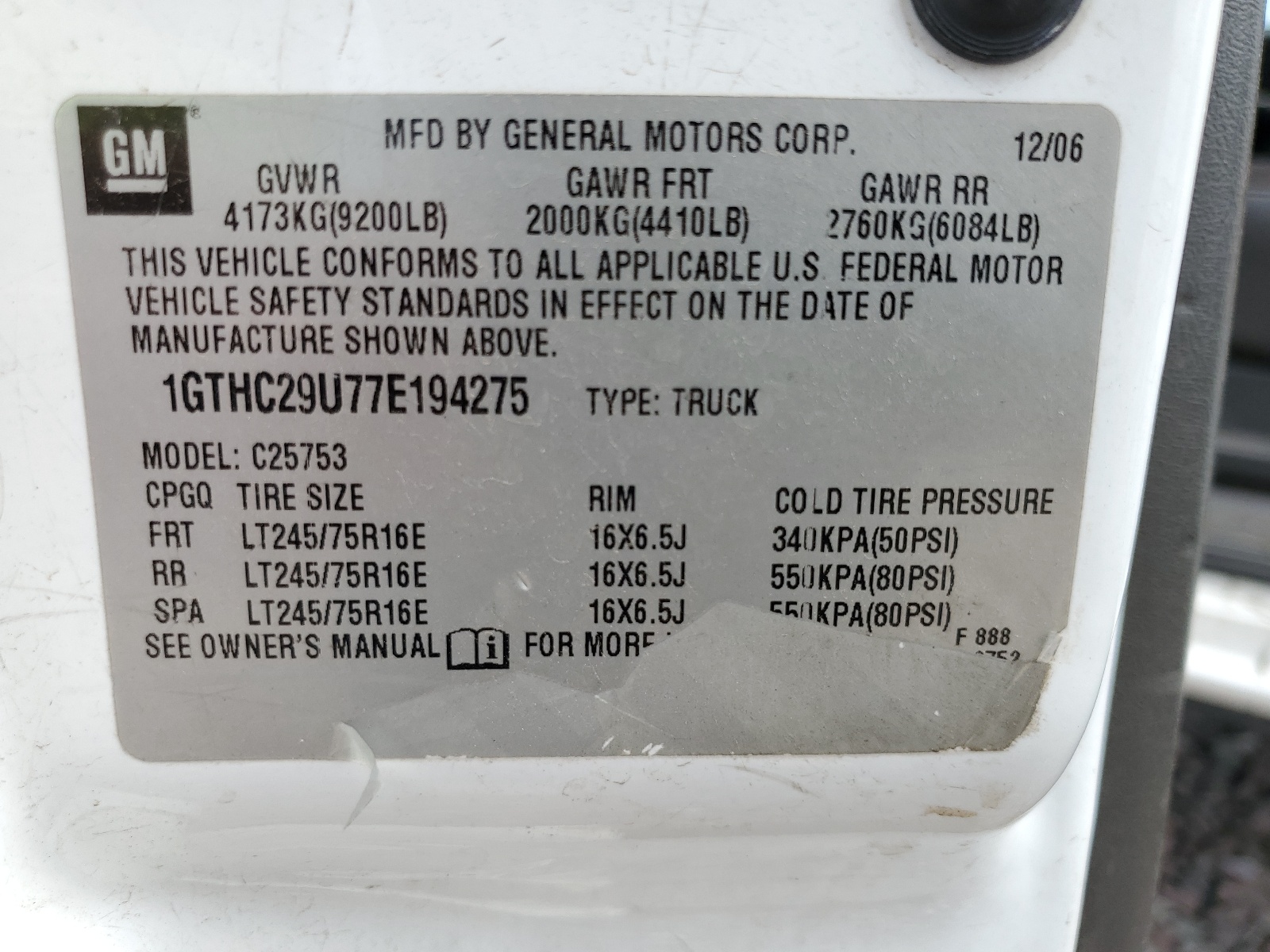 1GTHC29U77E194275 2007 GMC Sierra C2500 Heavy Duty