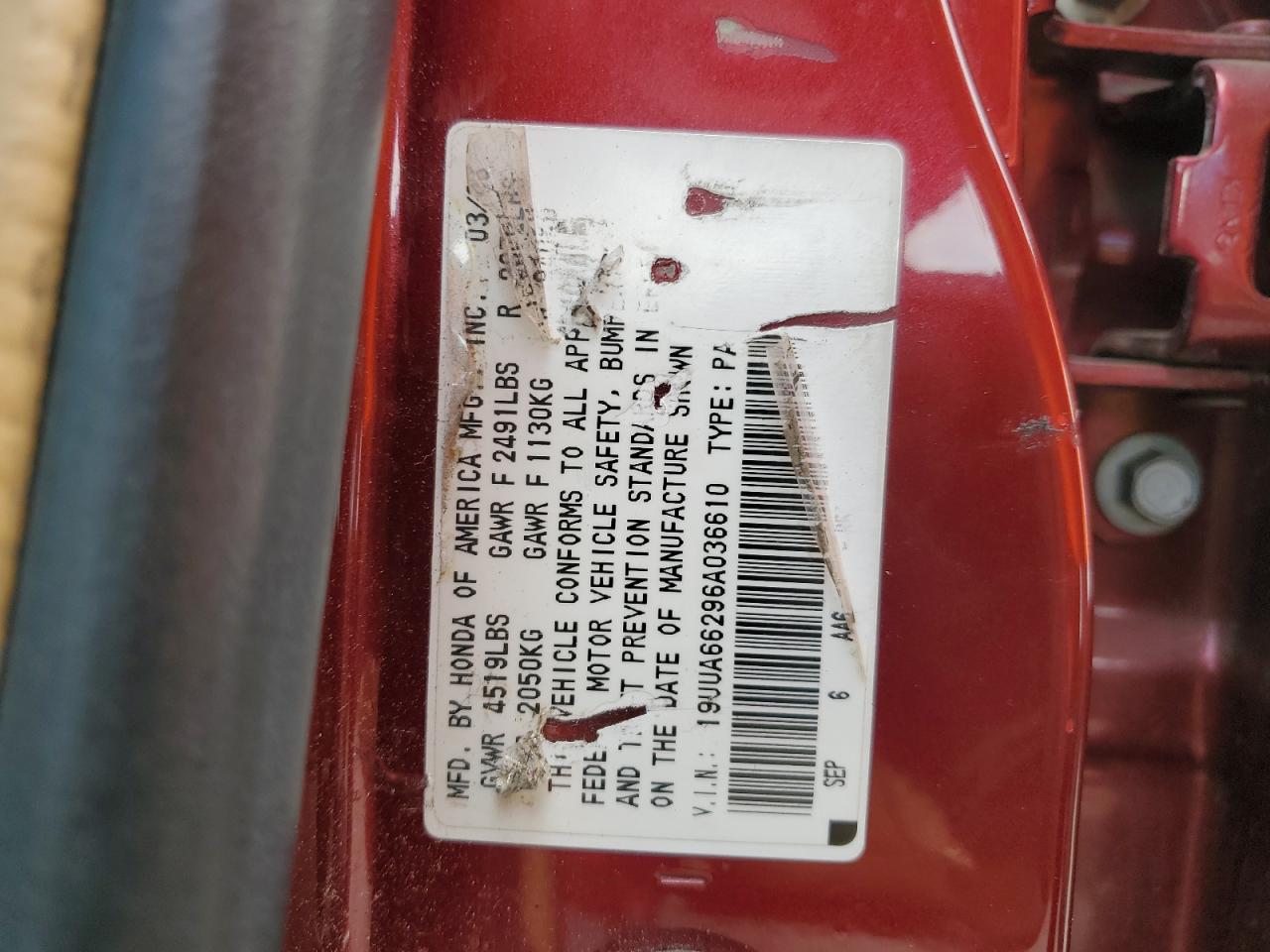 19UUA66296A036610 2006 Acura 3.2Tl