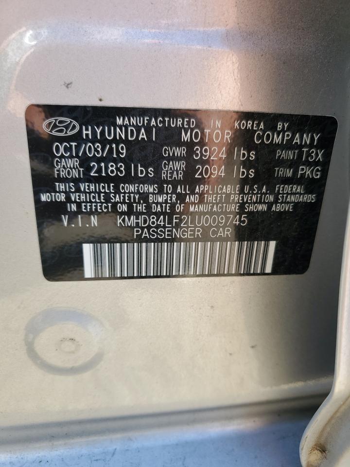 2020 Hyundai Elantra Sel VIN: KMHD84LF2LU009745 Lot: 65867194