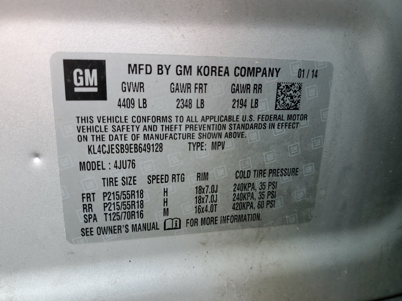 KL4CJESB9EB649128 2014 Buick Encore