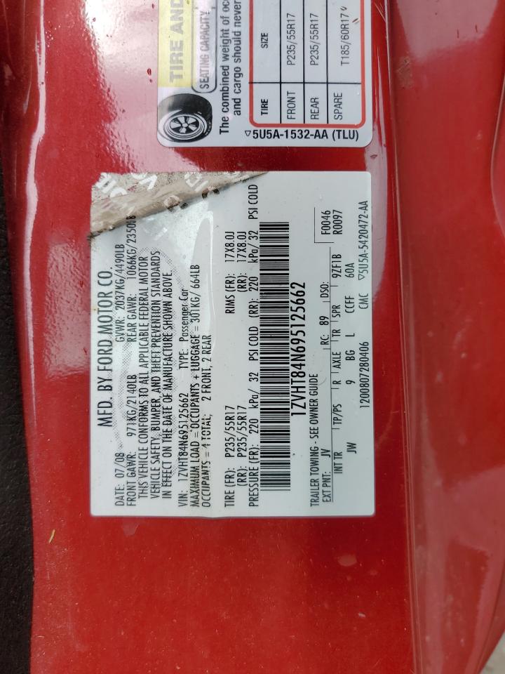 2009 Ford Mustang VIN: 1ZVHT84N695125662 Lot: 66569254