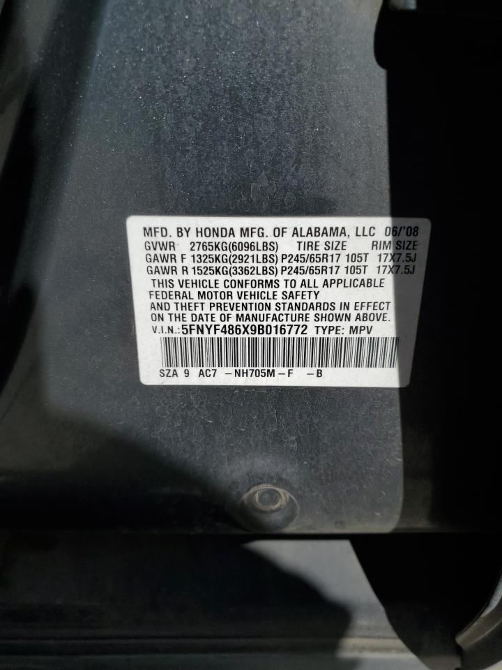 2009 Honda Pilot Exl VIN: 5FNYF486X9B016772 Lot: 66423394