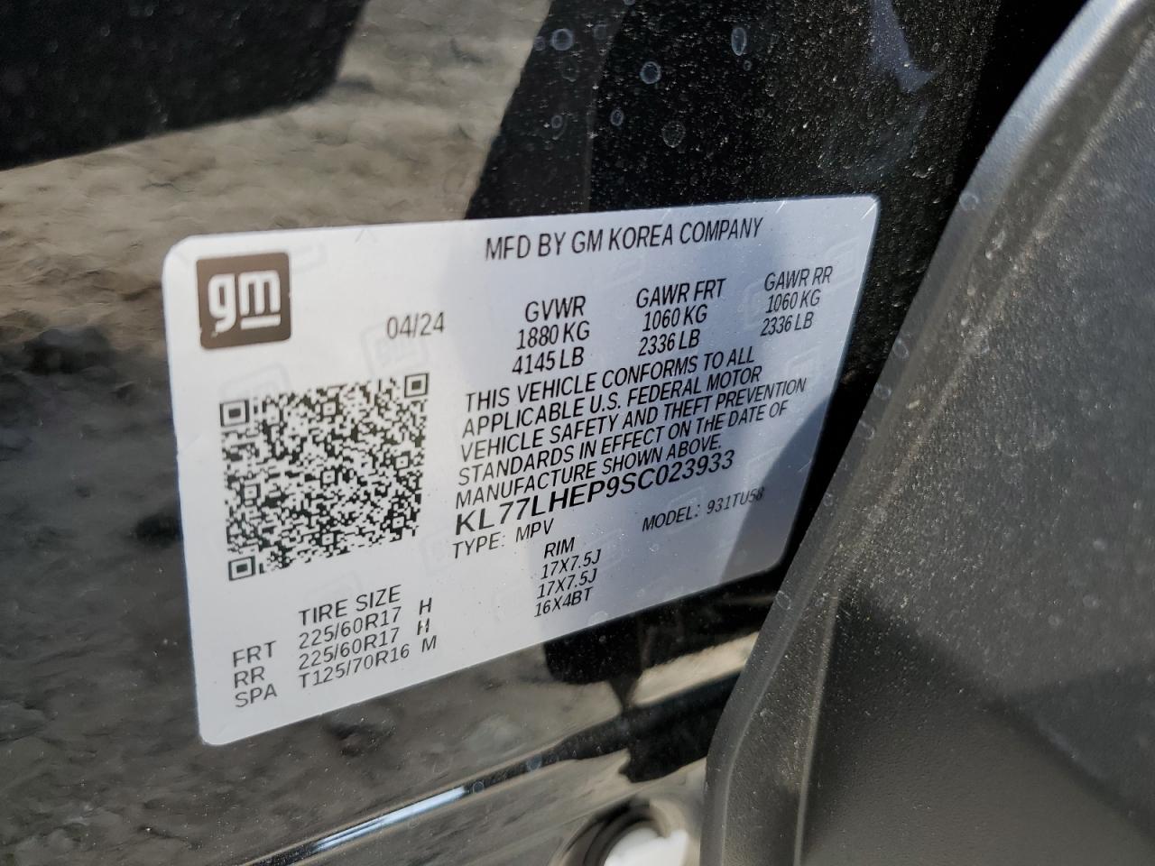 VIN KL77LHEP9SC023933 2025 CHEVROLET TRAX no.13