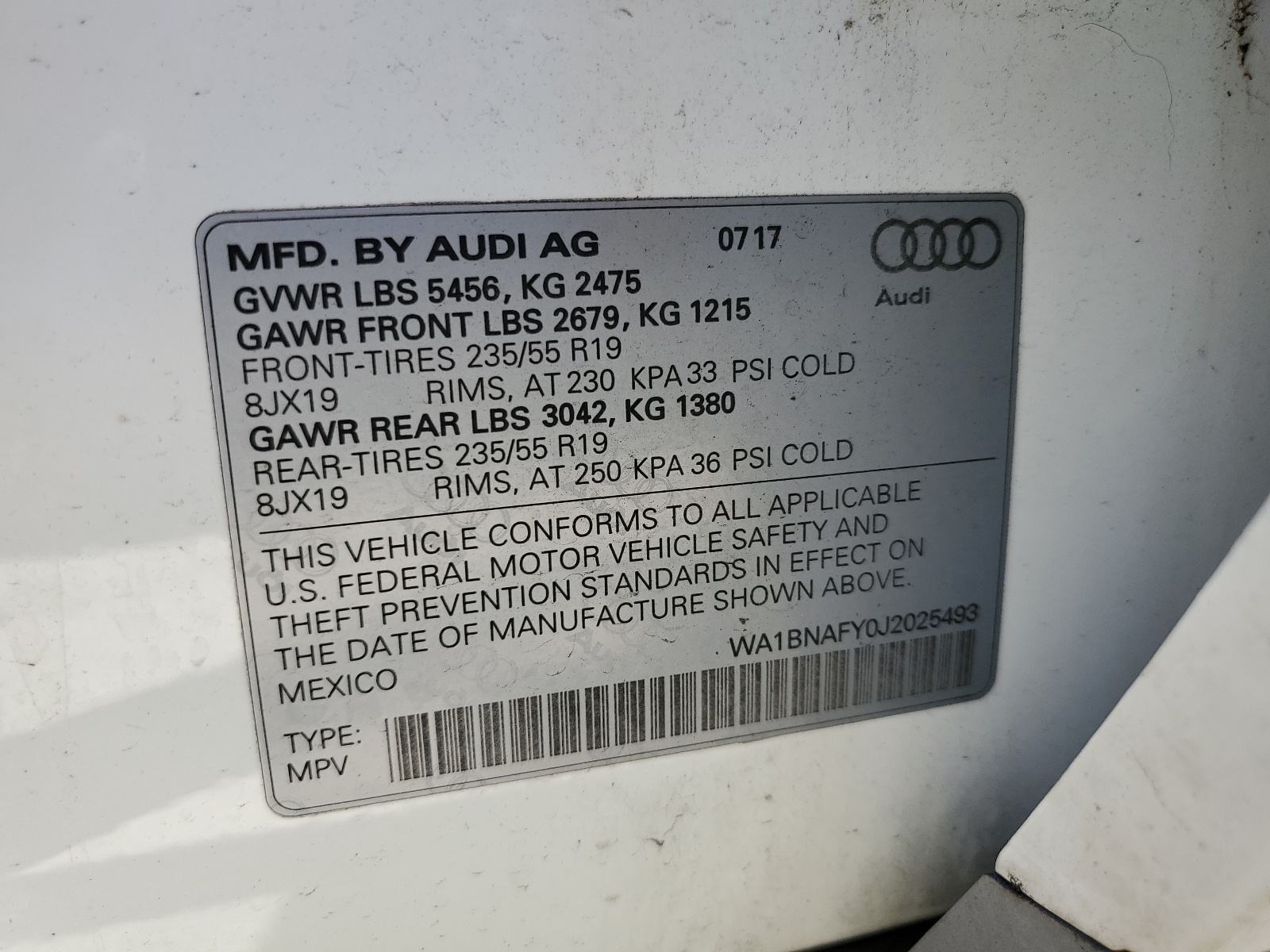 WA1BNAFY0J2025493 2018 Audi Q5 Premium Plus