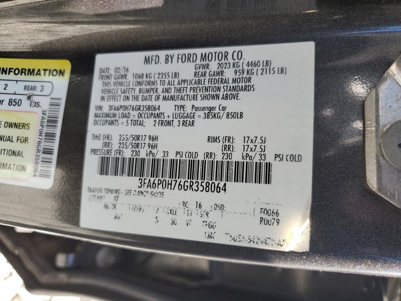 3FA6P0H76GR358064 2016 FORD FUSION - Image 13