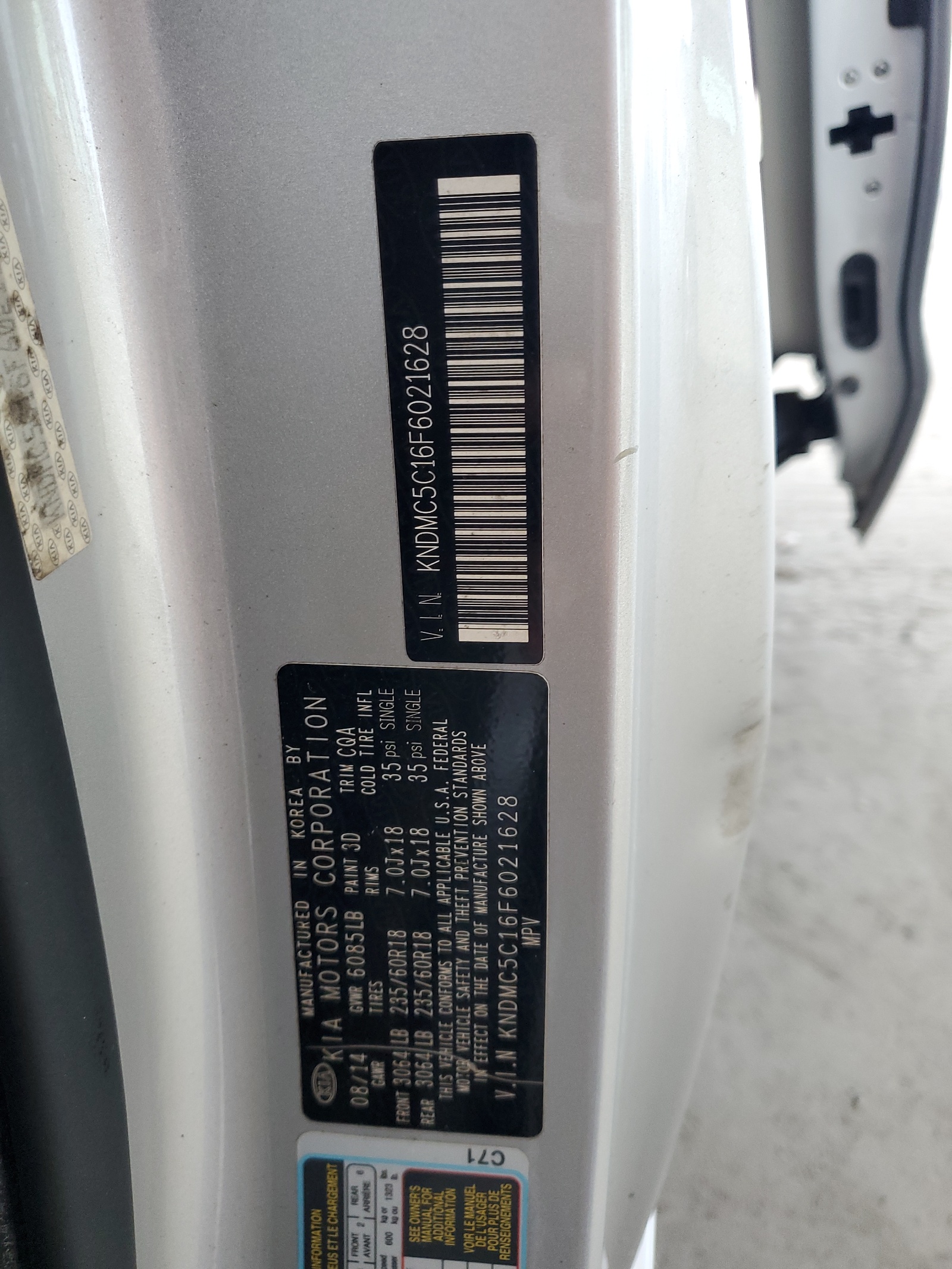 KNDMC5C16F6021628 2015 Kia Sedona Ex