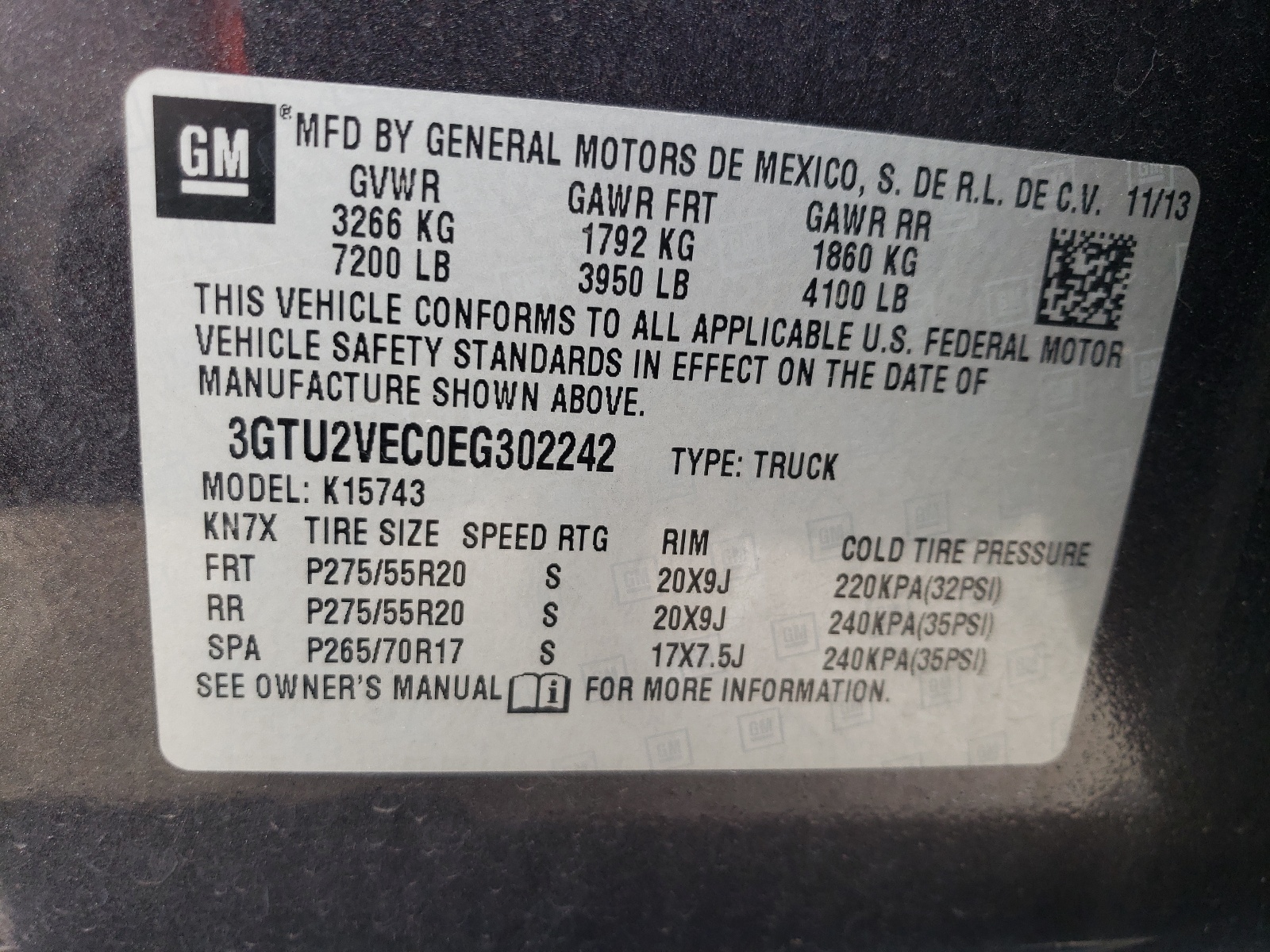 3GTU2VEC0EG302242 2014 GMC Sierra K1500 Slt