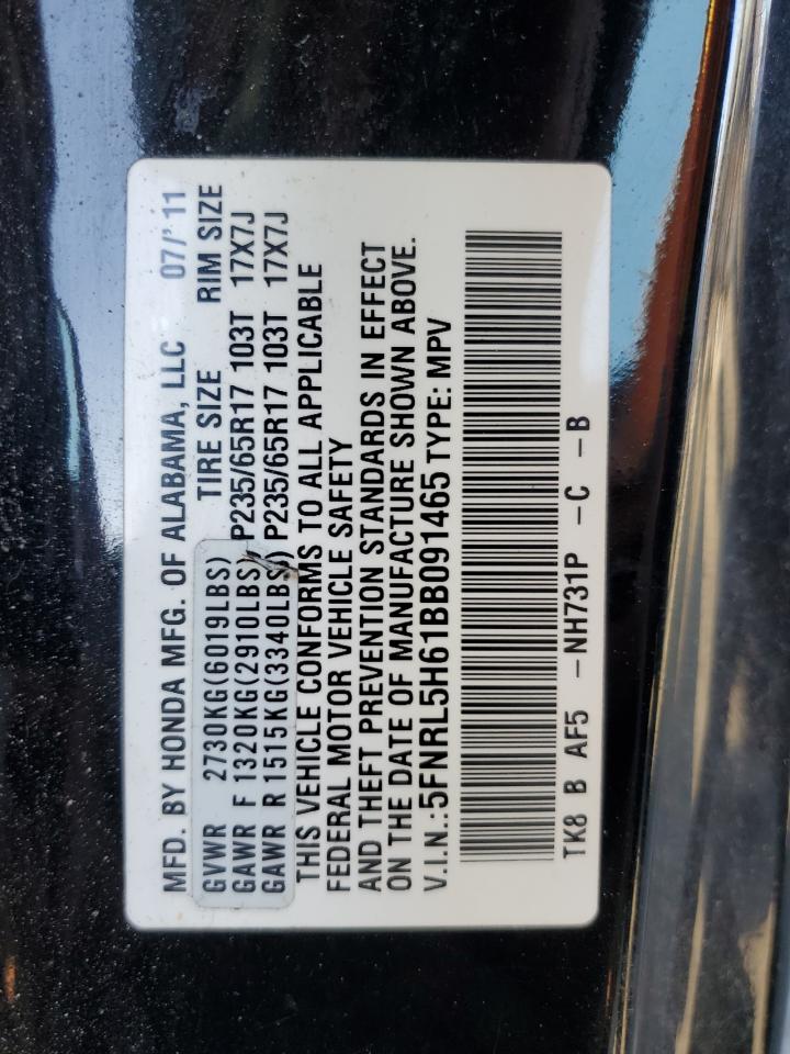 5FNRL5H61BB091465 2011 Honda Odyssey Exl