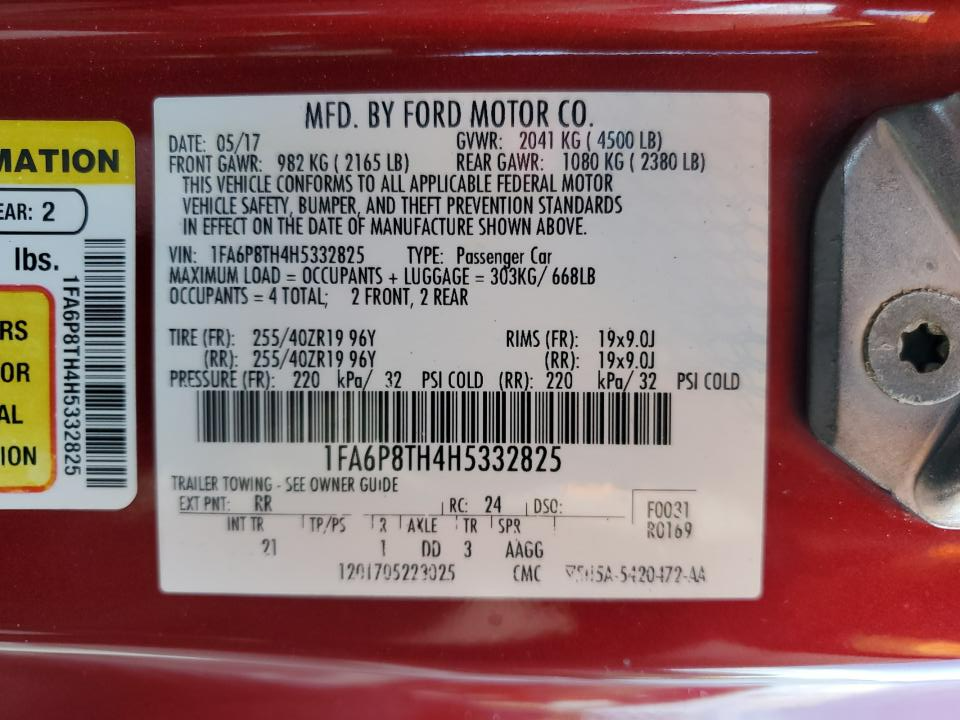 1FA6P8TH4H5332825 2017 Ford Mustang