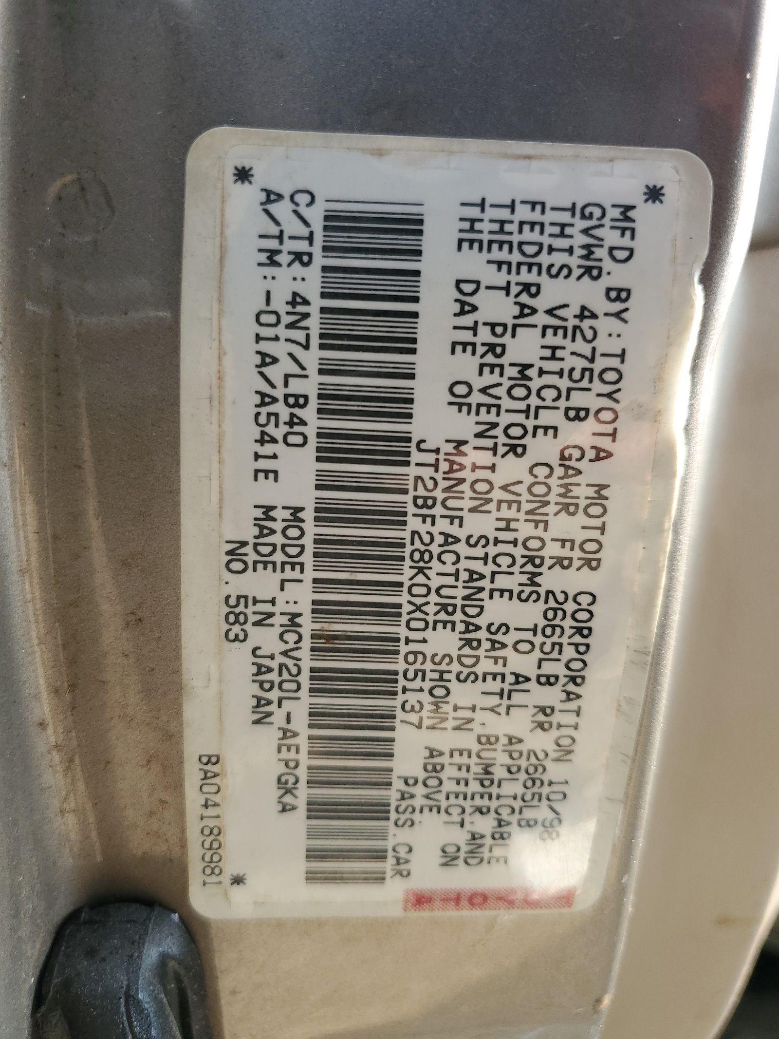JT2BF28K0X0165137 1999 Toyota Camry Le