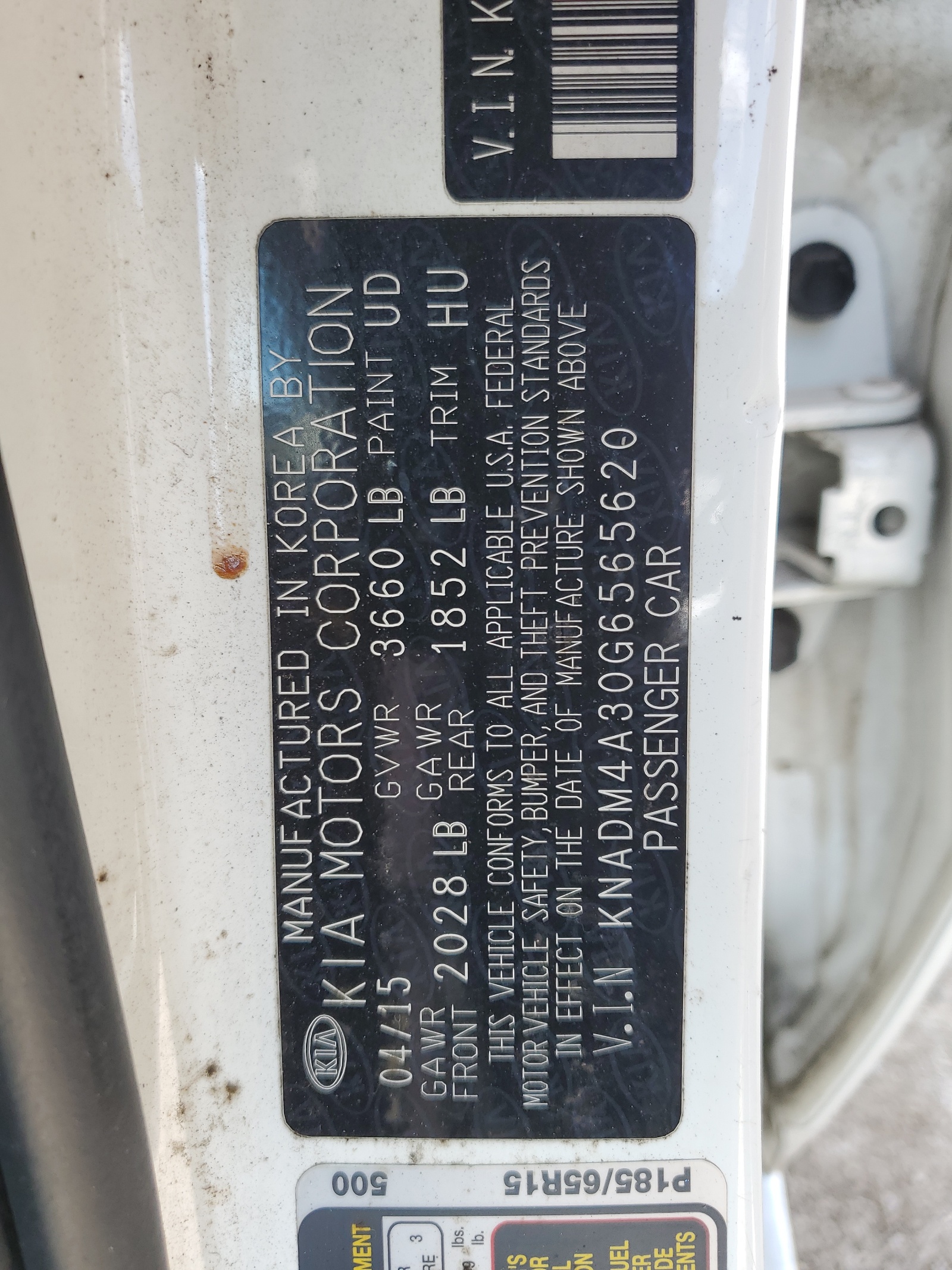 KNADM4A30G6565620 2016 Kia Rio Lx