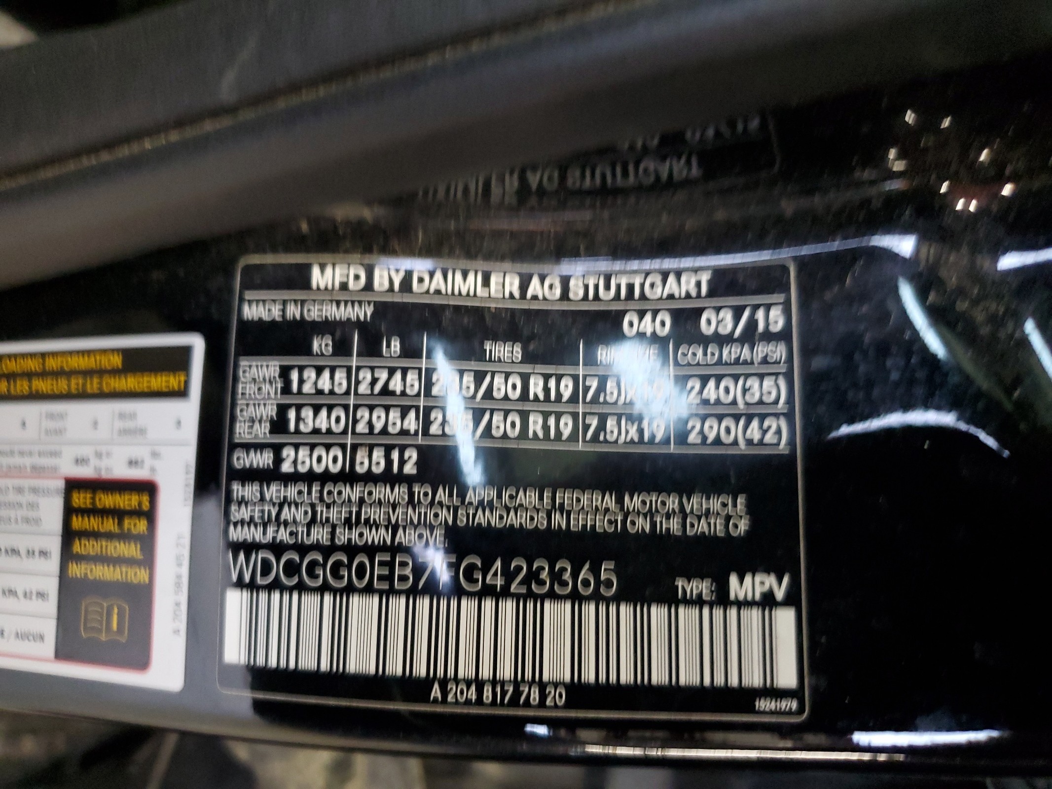 WDCGG0EB7FG423365 2015 Mercedes-Benz Glk 250 Bluetec