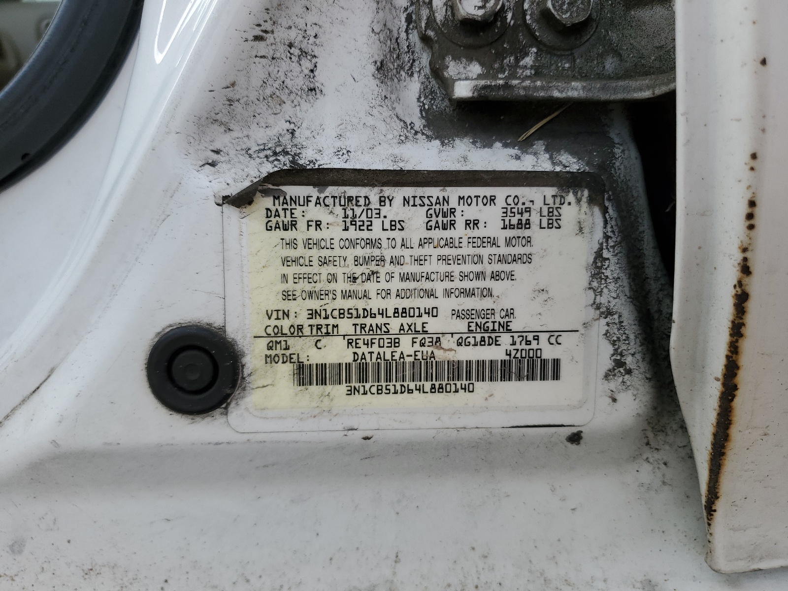 3N1CB51D64L880140 2004 Nissan Sentra 1.8