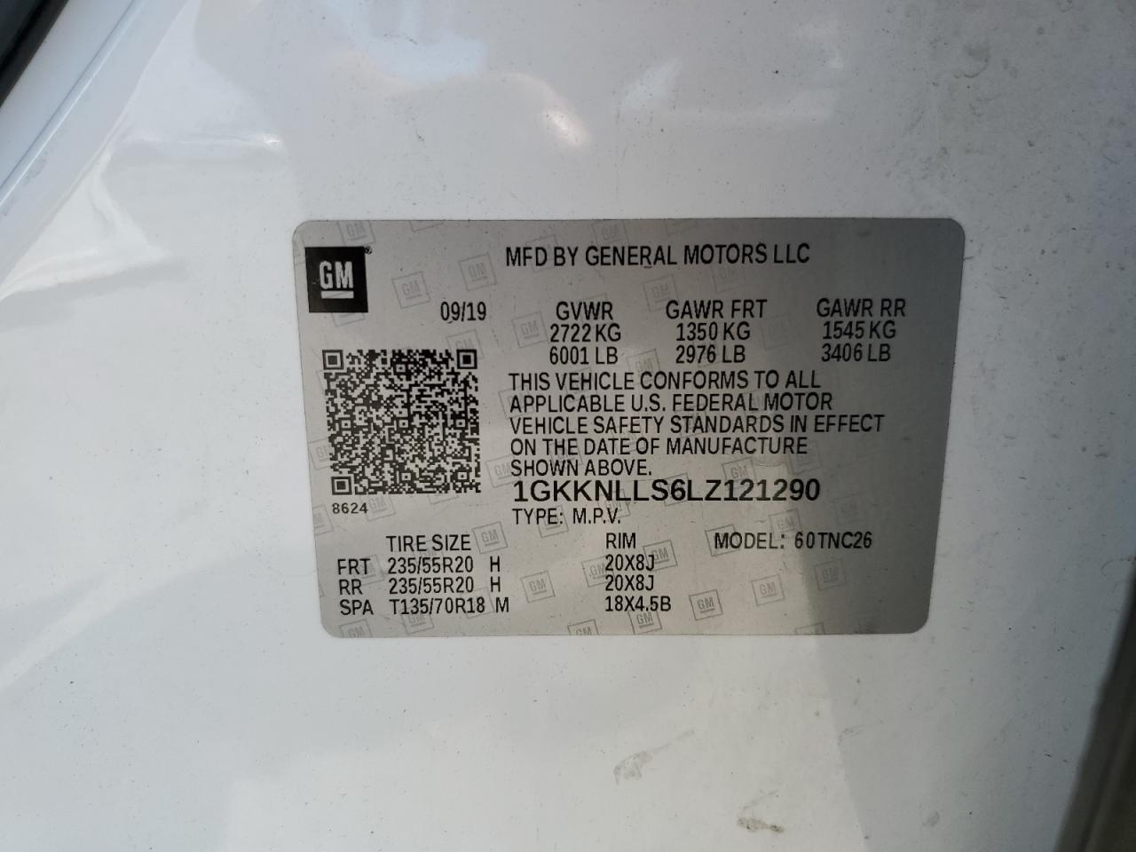 2020 GMC Acadia At4 VIN: 1GKKNLLS6LZ121290 Lot: 69343264