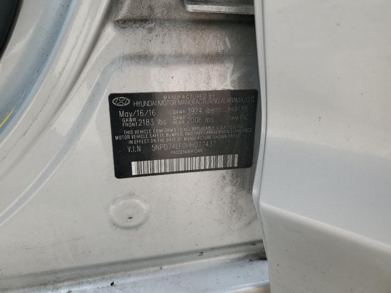 2017 Hyundai Elantra Se VIN: 5NPD74LF0HH077437 Lot: 67591784