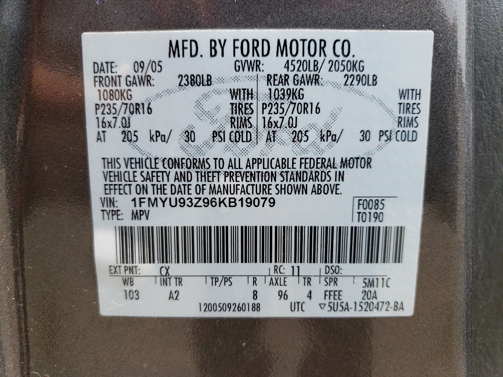 1FMYU93Z96KB19079 2006 Ford Escape Xlt