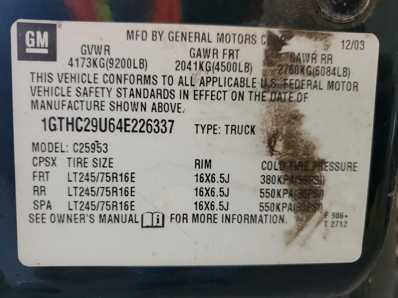 2004 GMC Sierra C2500 Heavy Duty VIN: 1GTHC29U64E226337 Lot: 65926954