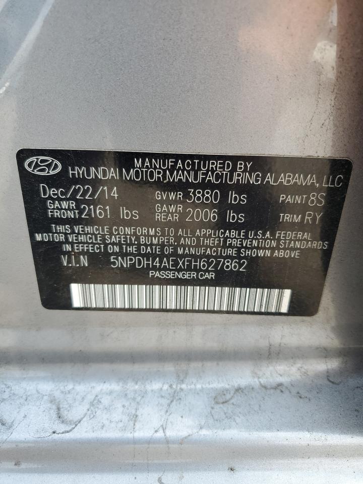 2015 Hyundai Elantra Se VIN: 5NPDH4AEXFH627862 Lot: 66286044