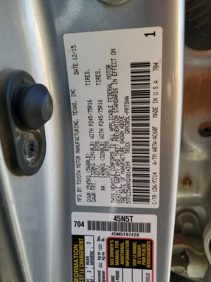 2016 Toyota Tacoma Double Cab VIN: 5TFCZ5ANXGX014399 Lot: 66766774