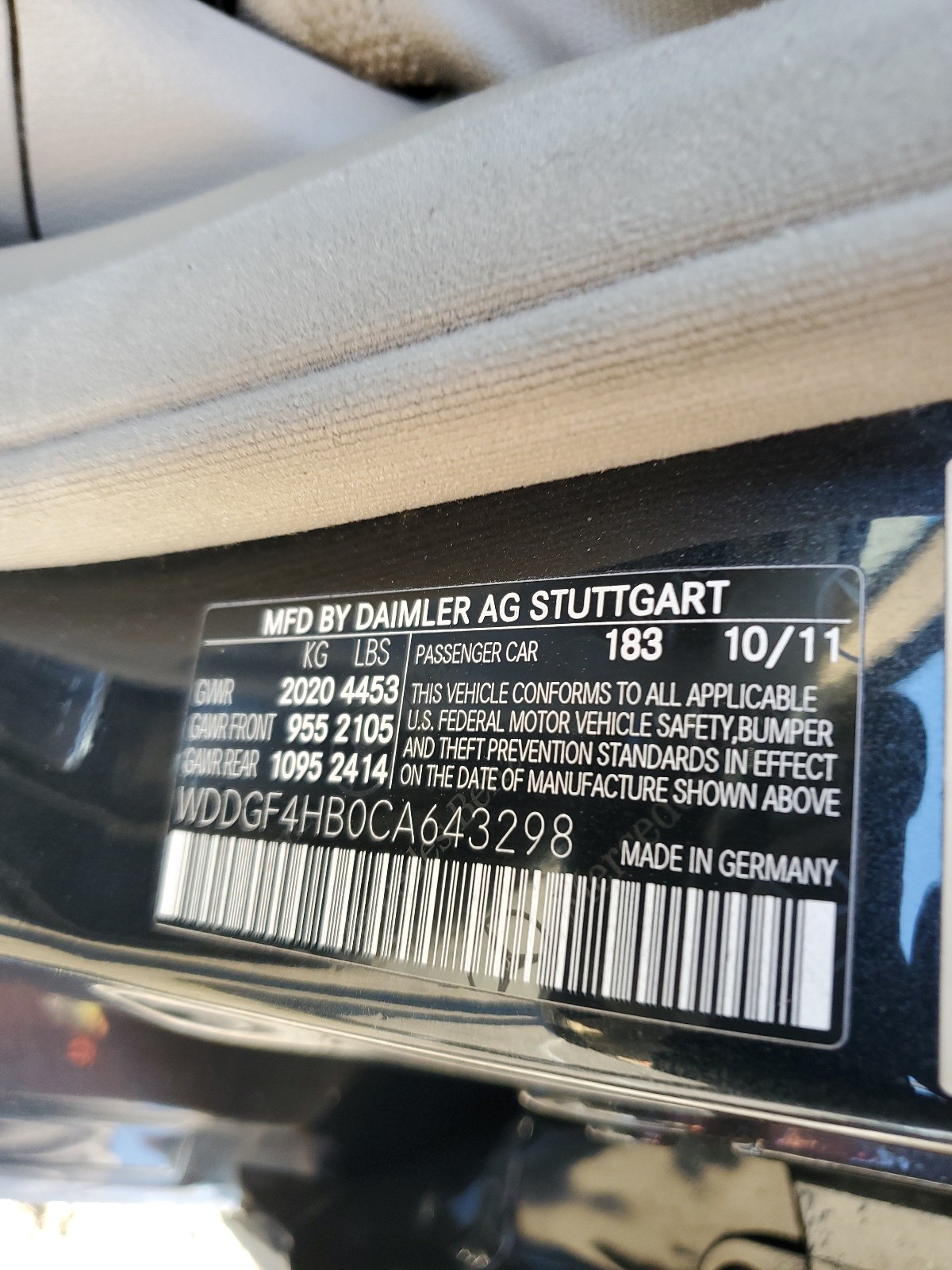 WDDGF4HB0CA643298 2012 Mercedes-Benz C 250