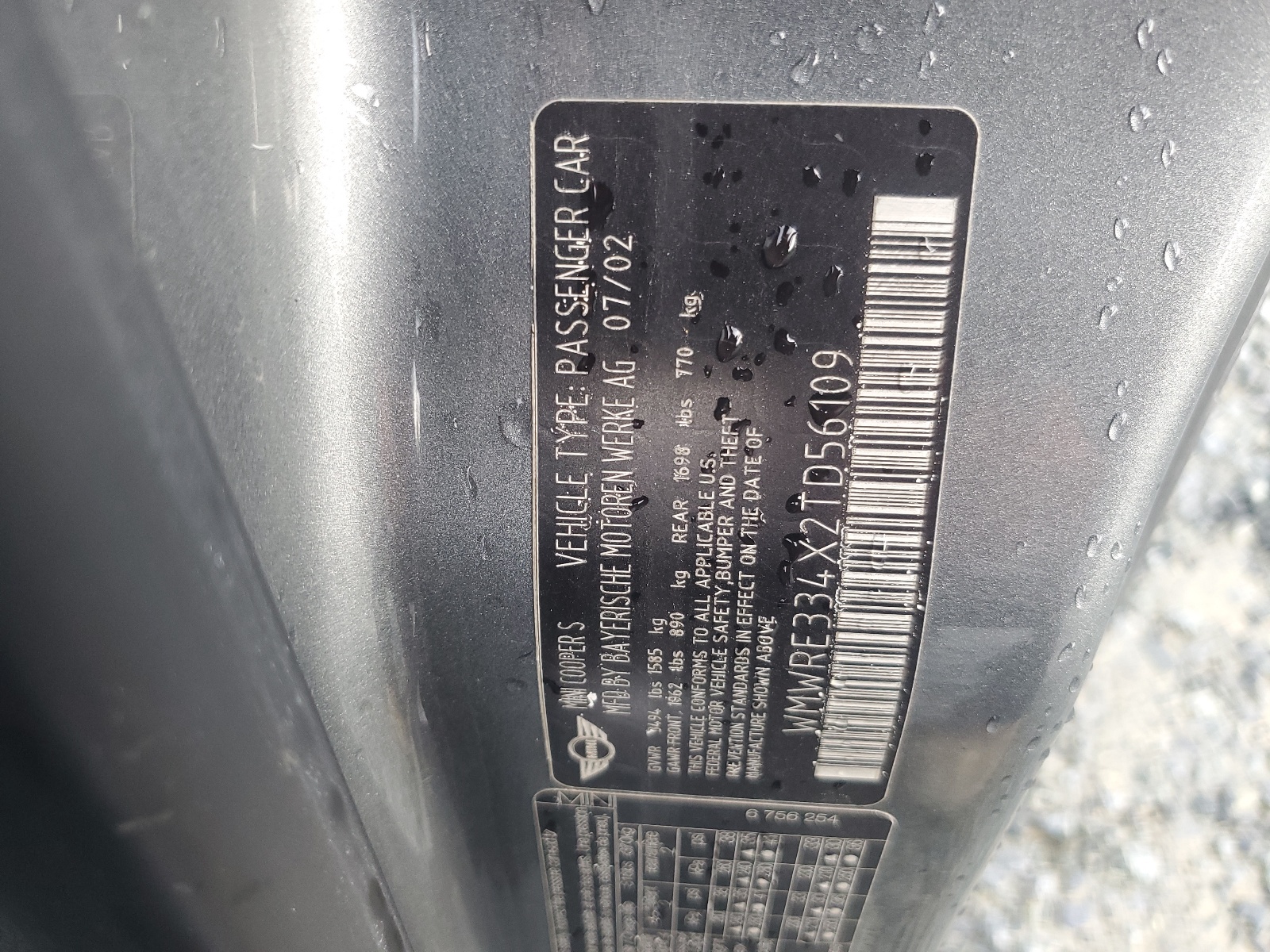 WMWRE334X2TD56109 2002 Mini Cooper S