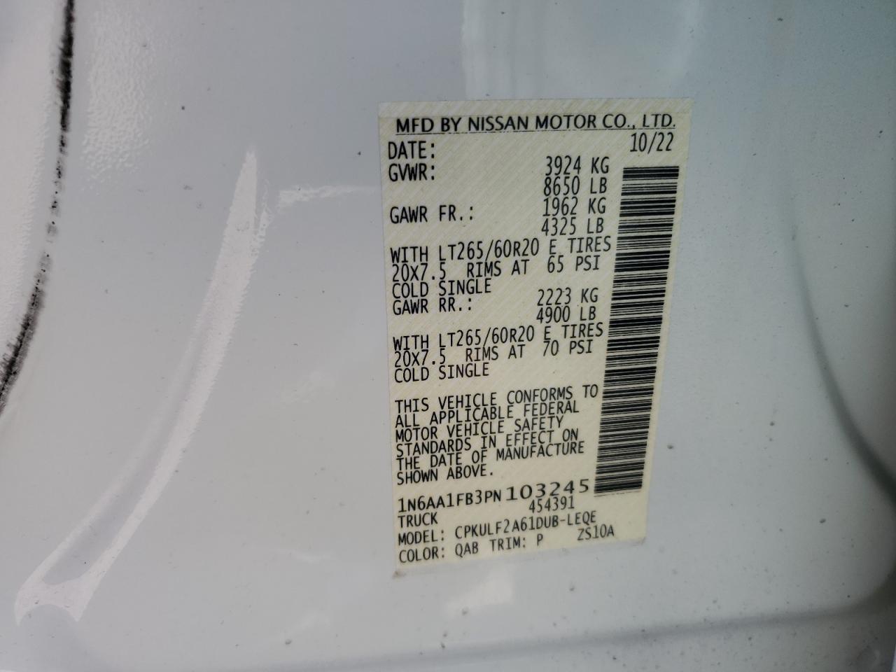 2023 Nissan Titan Xd Sv VIN: 1N6AA1FB3PN103245 Lot: 67511804