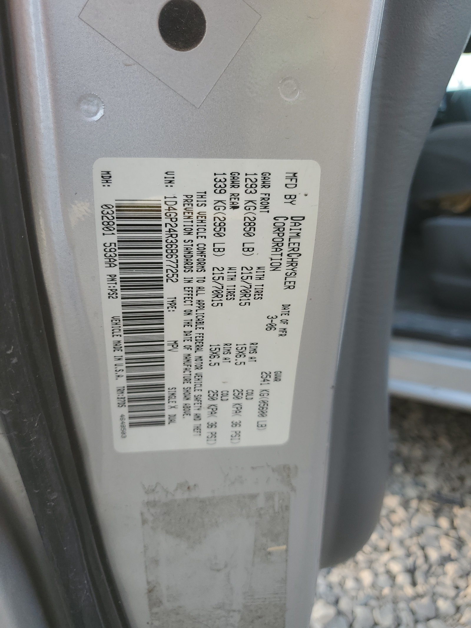 1D4GP24R36B677252 2006 Dodge Grand Caravan Se