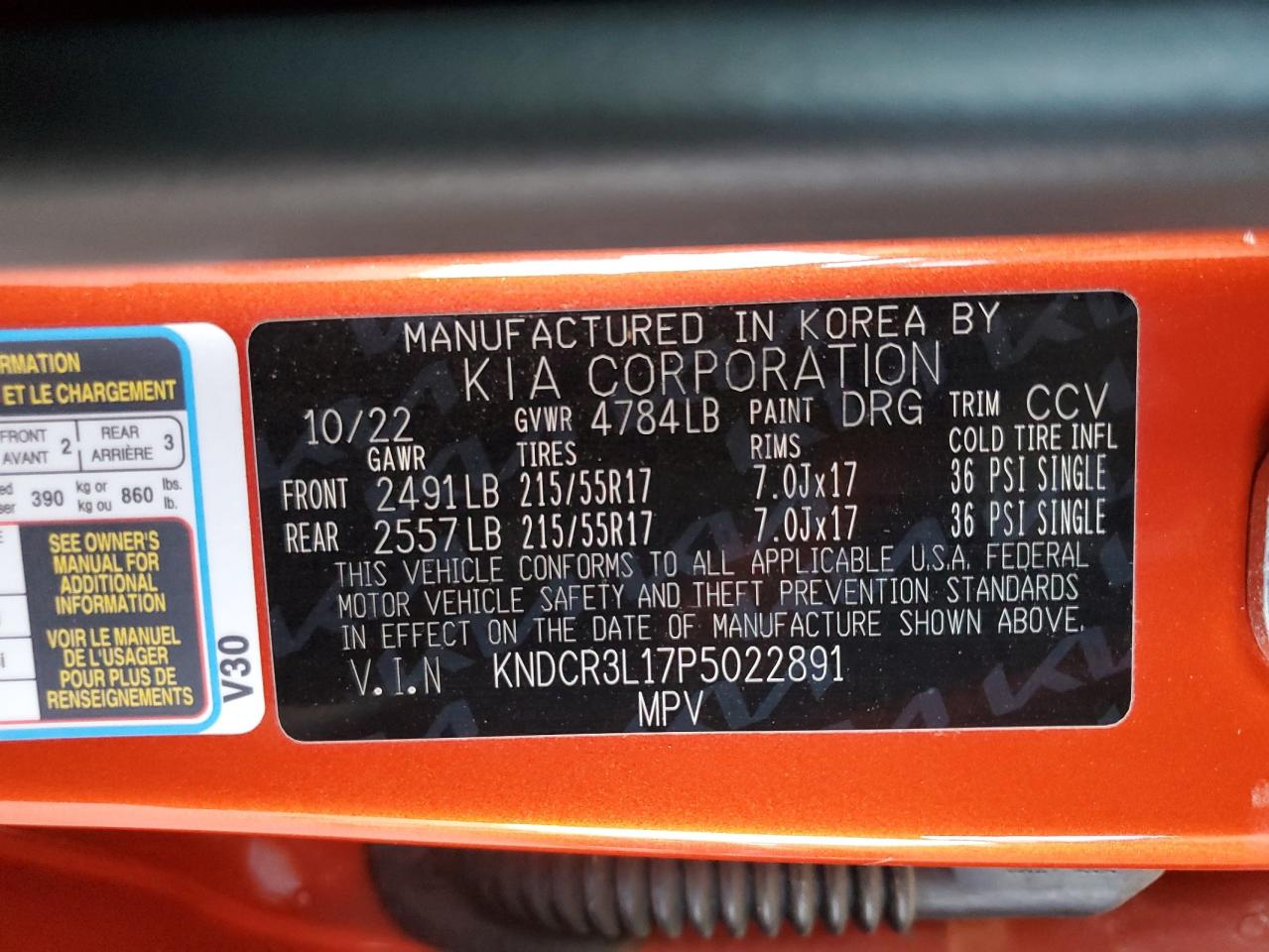 2023 Kia Niro Wind VIN: KNDCR3L17P5022891 Lot: 67659154