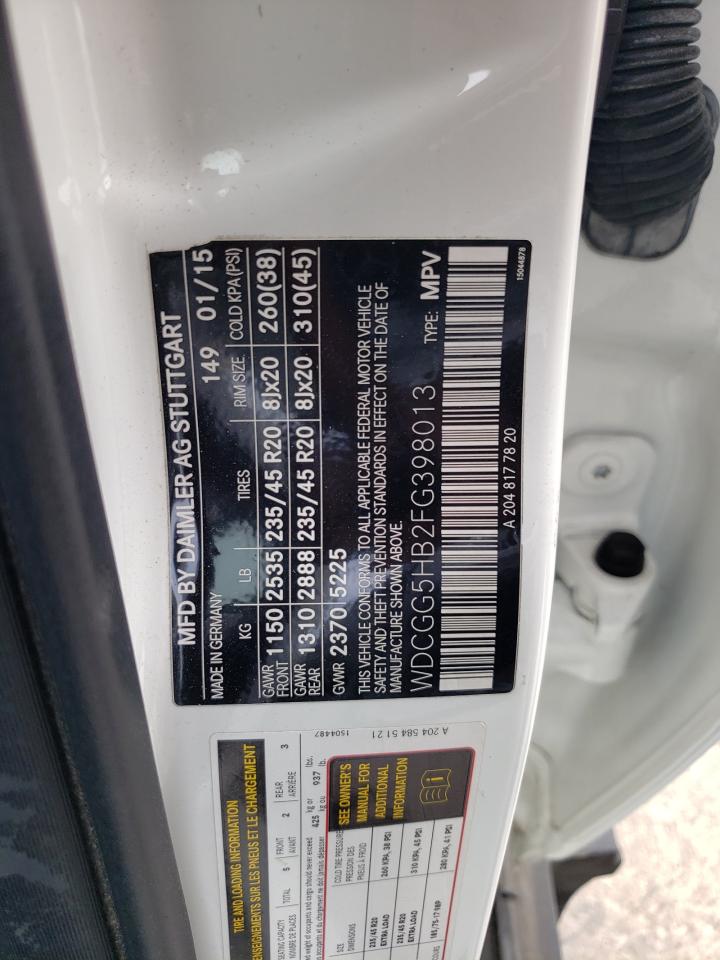 2015 Mercedes-Benz Glk 350 VIN: WDCGG5HB2FG398013 Lot: 66607174