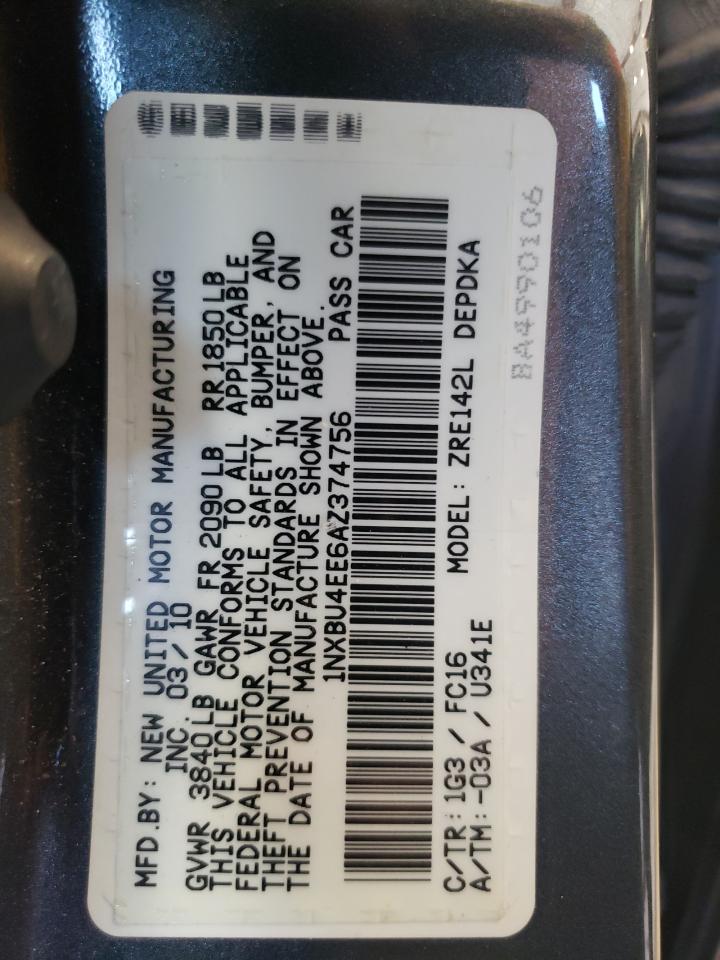 1NXBU4EE6AZ374756 2010 Toyota Corolla Base