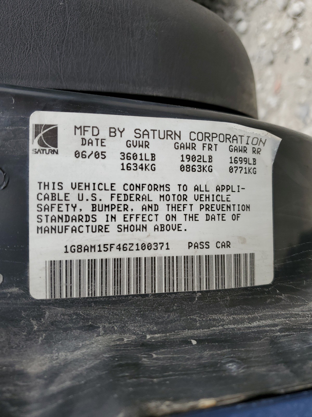 1G8AM15F46Z100371 2006 Saturn Ion Level 2