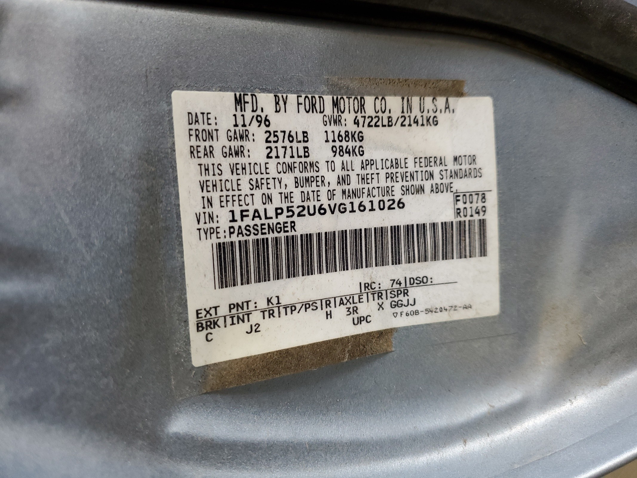 1FALP52U6VG161026 1997 Ford Taurus Gl