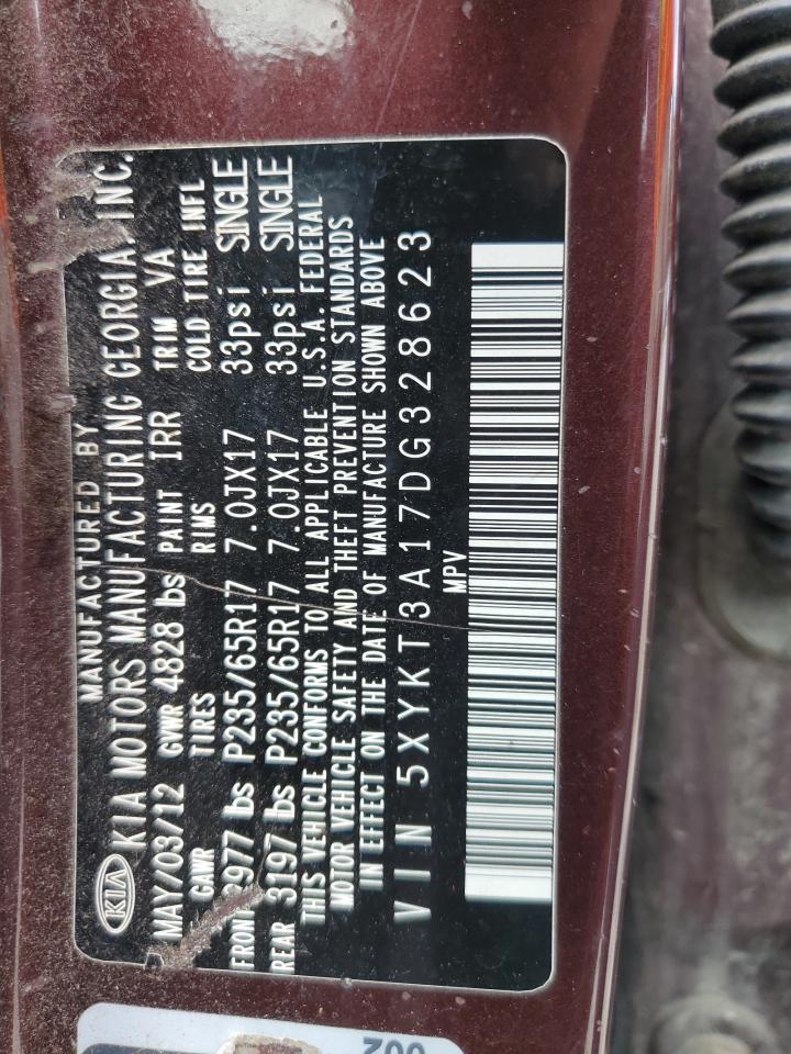 2013 Kia Sorento Lx VIN: 5XYKT3A17DG328623 Lot: 68807784