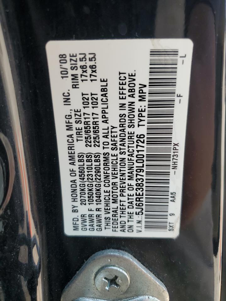 2009 Honda Cr-V Lx VIN: 5J6RE38379L001726 Lot: 67049664