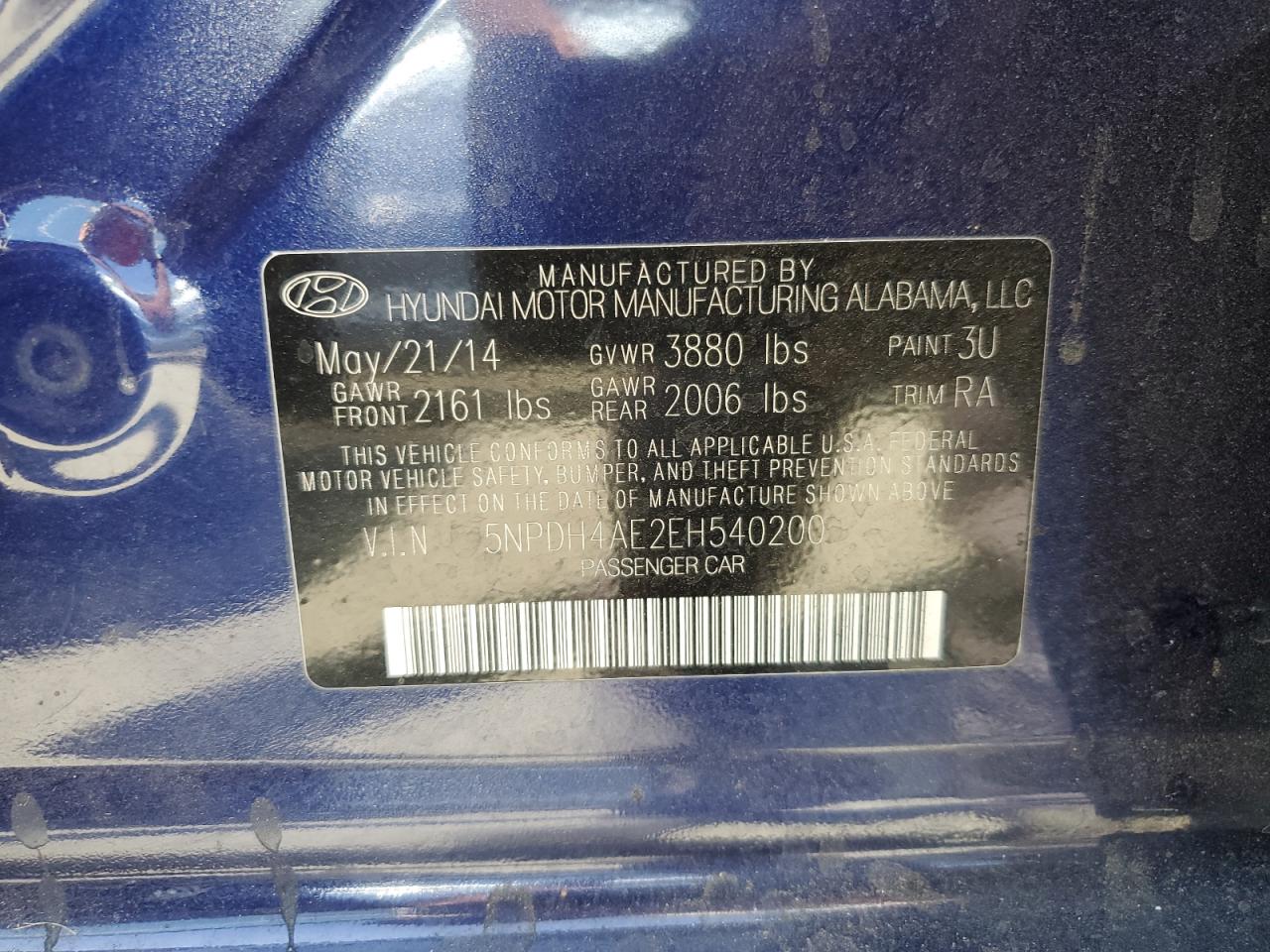 5NPDH4AE2EH540200 2014 Hyundai Elantra Se