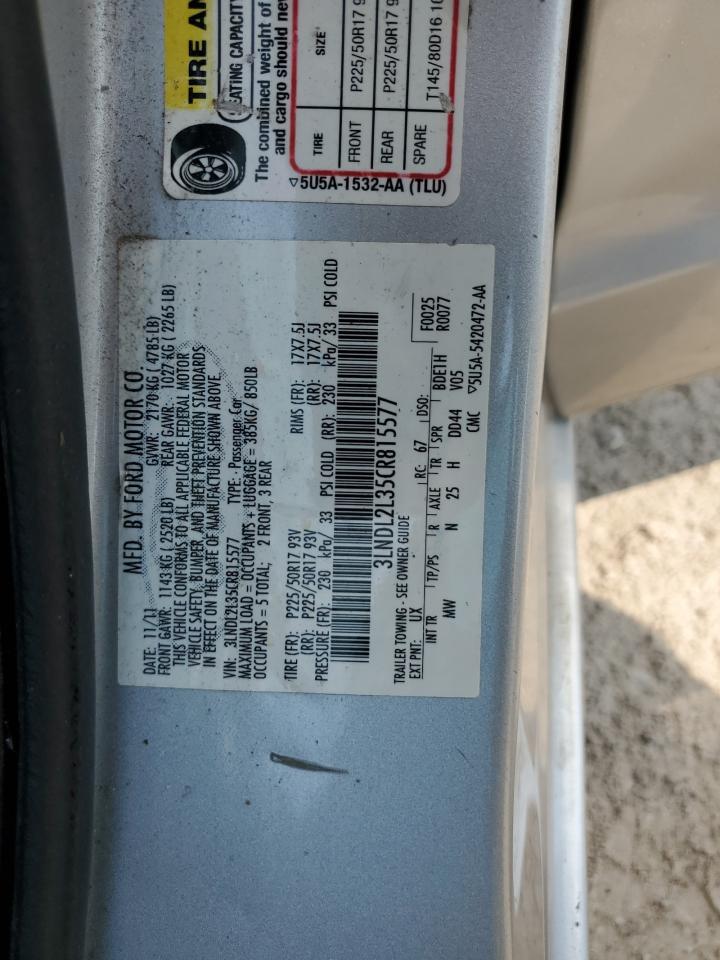 2012 Lincoln Mkz Hybrid VIN: 3LNDL2L35CR815577 Lot: 66034824