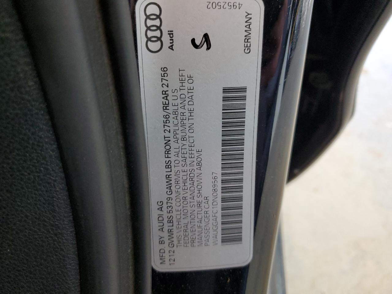 WAUGGAFC1DN089567 2013 Audi A6 Premium Plus