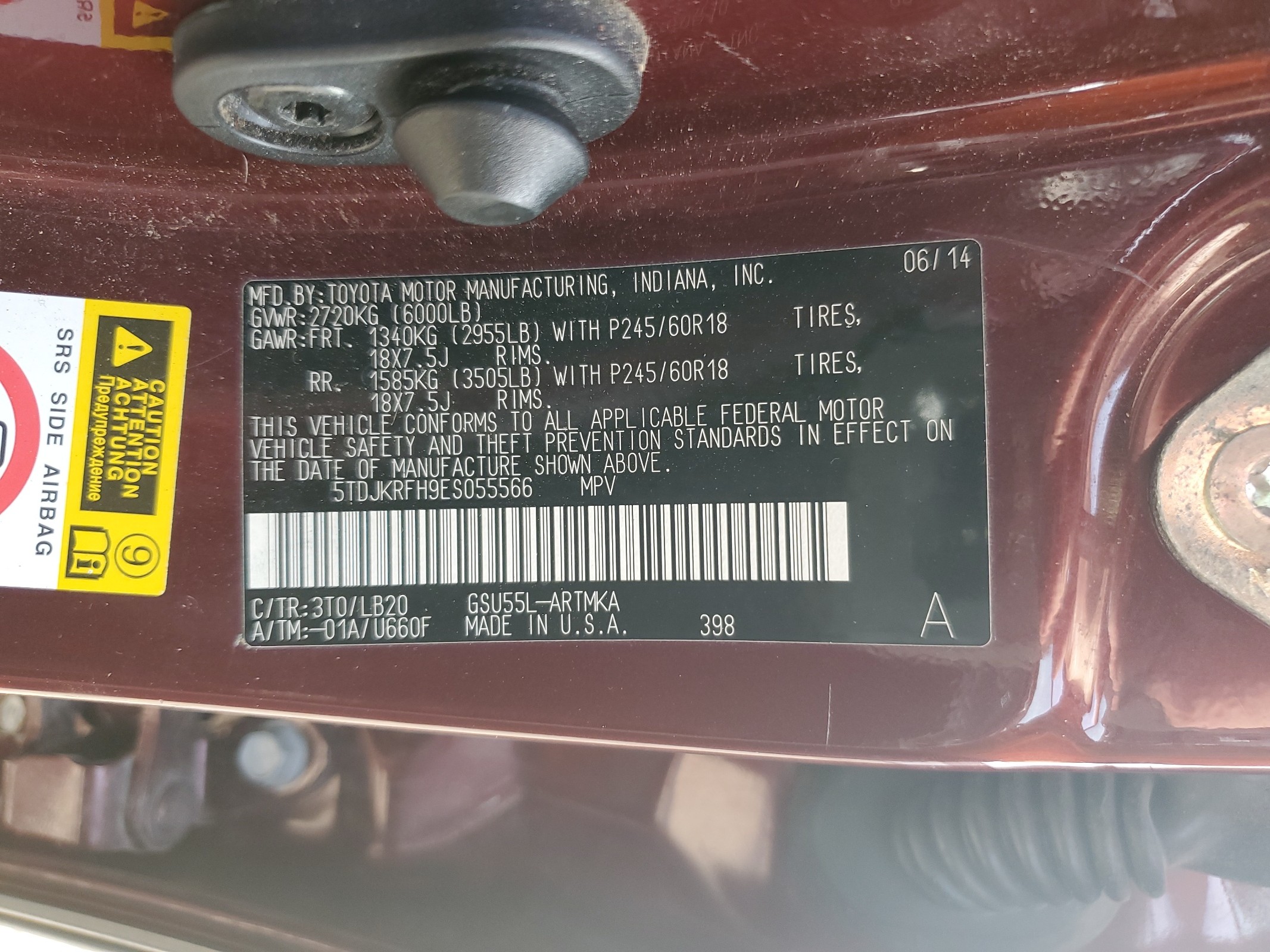 5TDJKRFH9ES055566 2014 Toyota Highlander Xle