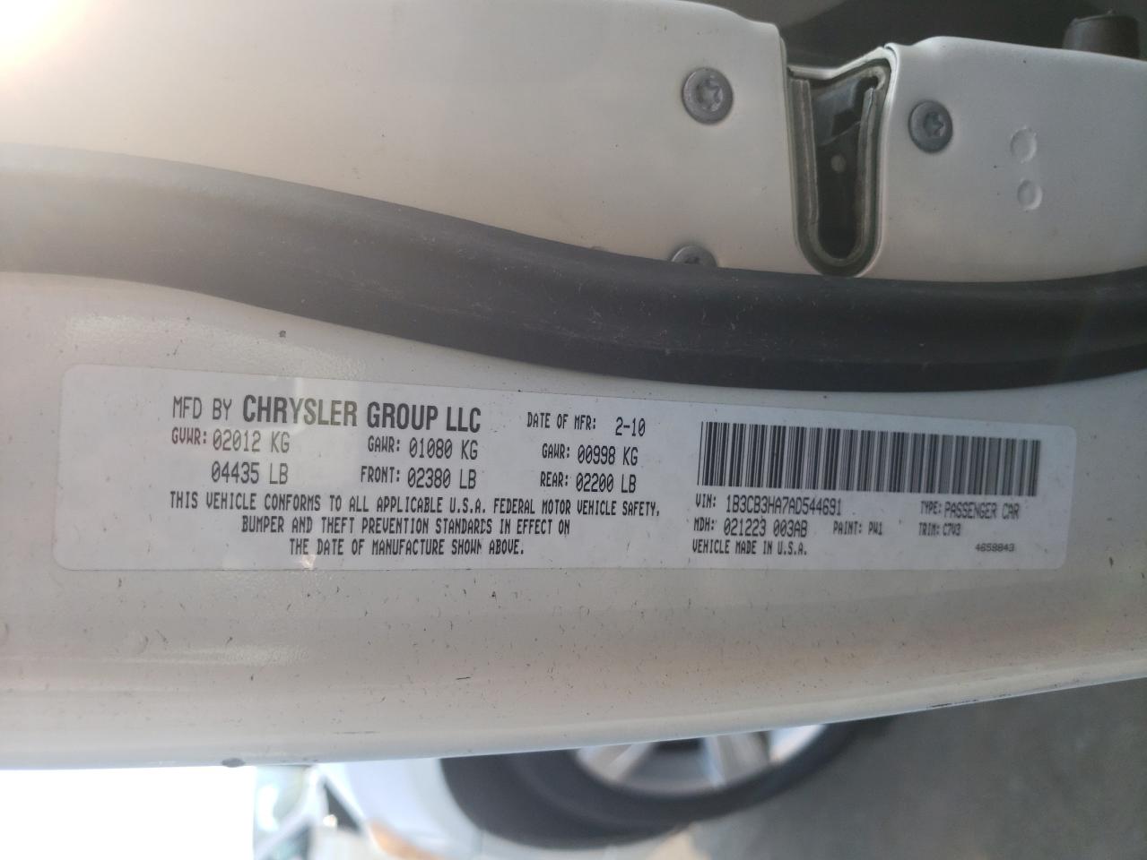 1B3CB3HA7AD544691 2010 Dodge Caliber Mainstreet