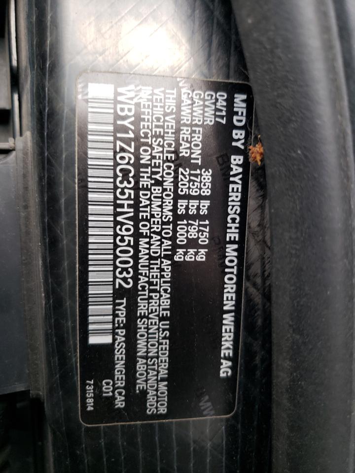 2017 BMW I3 Bev VIN: WBY1Z6C35HV950032 Lot: 65359584