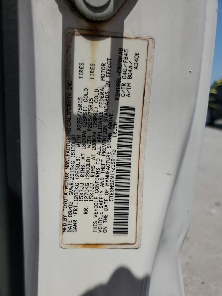 2003 Toyota Tacoma Xtracab Prerunner VIN: 5TESM92N13Z158152 Lot: 66975934