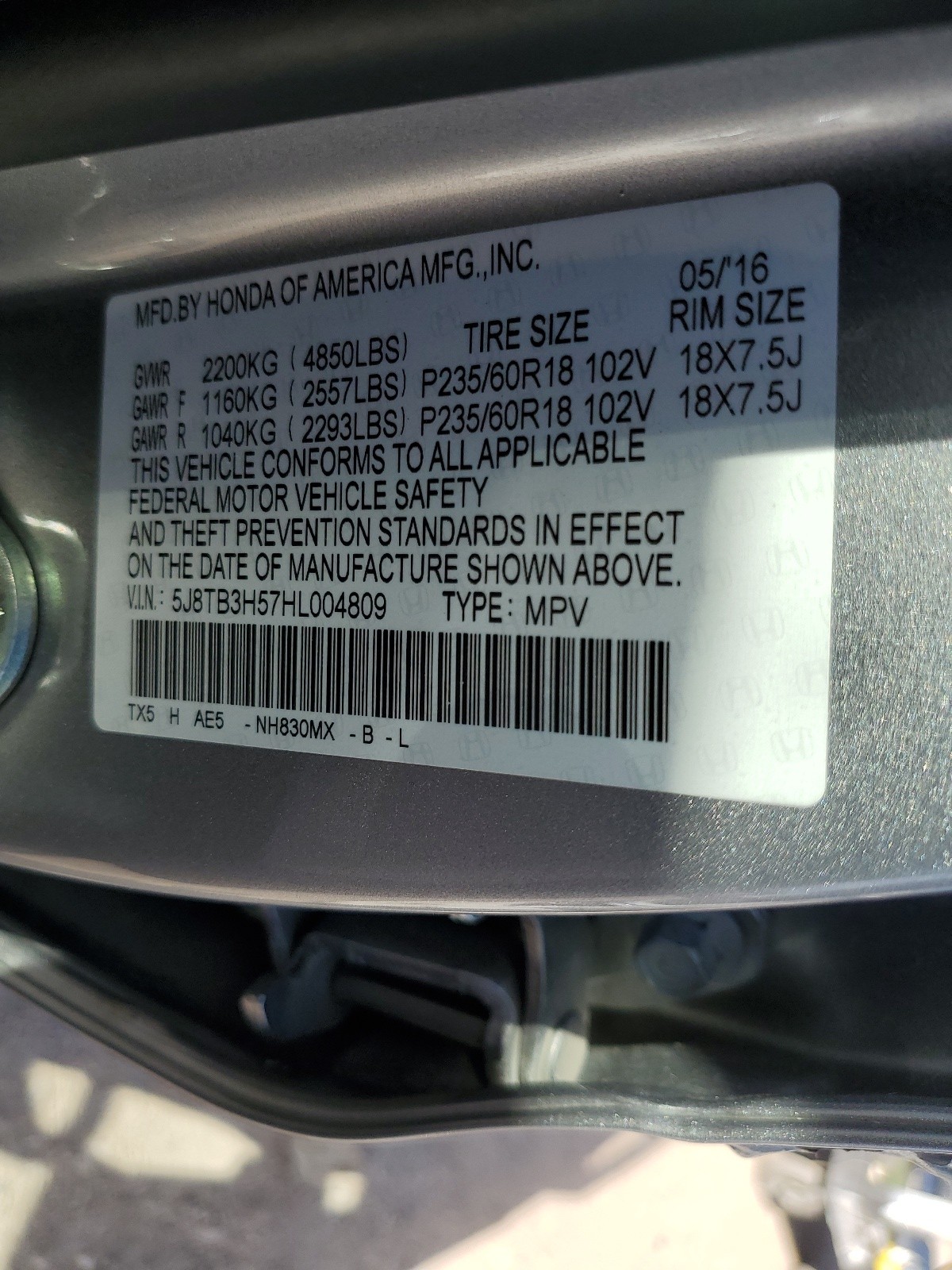 5J8TB3H57HL004809 2017 Acura Rdx Technology