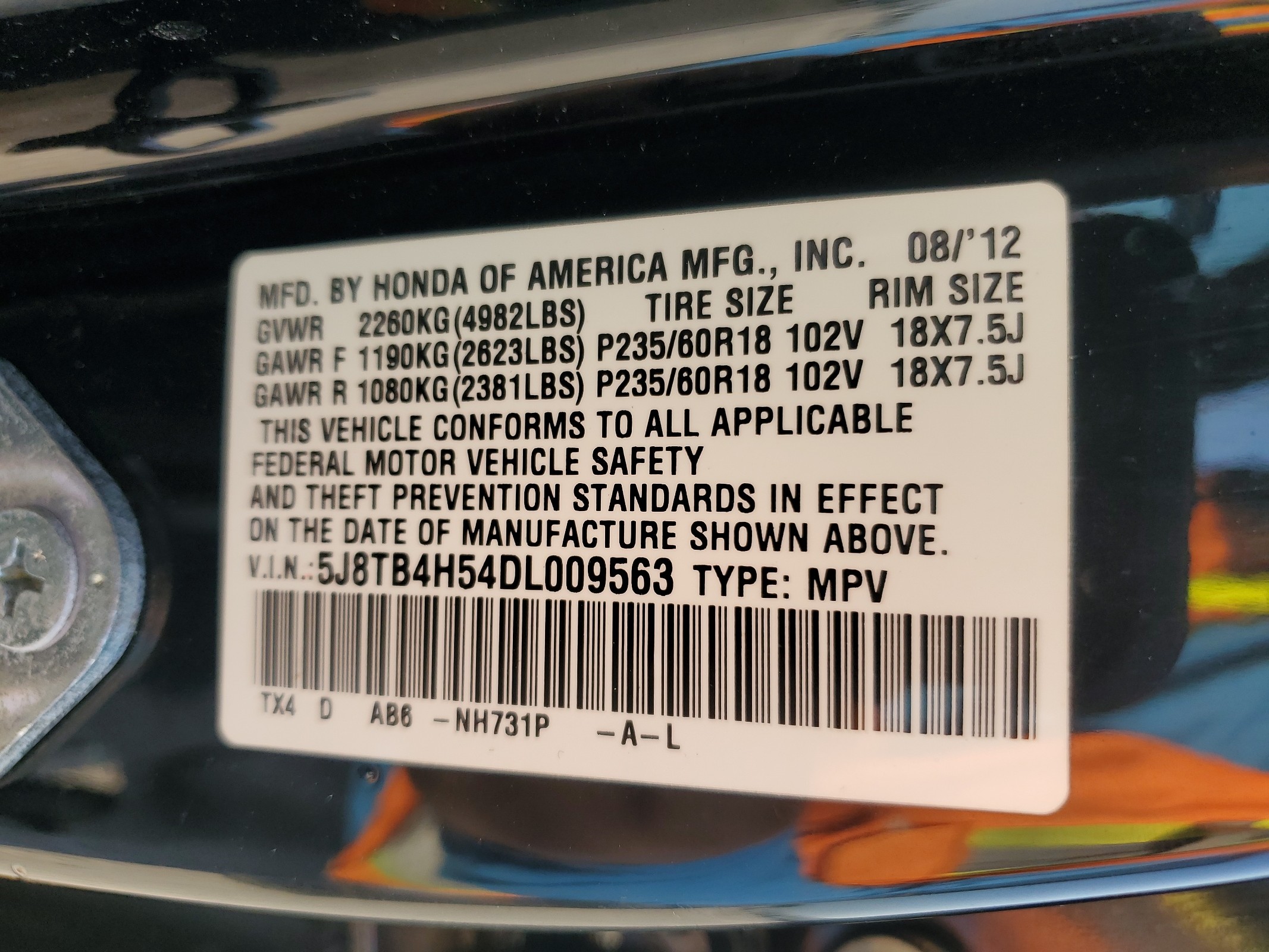 5J8TB4H54DL009563 2013 Acura Rdx Technology