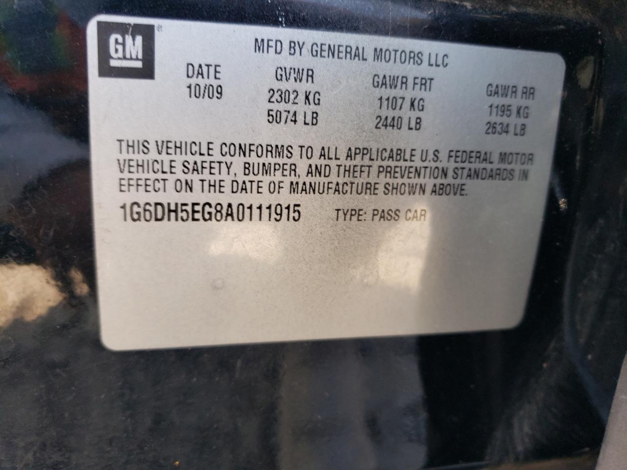 2010 Cadillac Cts Luxury Collection VIN: 1G6DH5EG8A0111915 Lot: 66623684