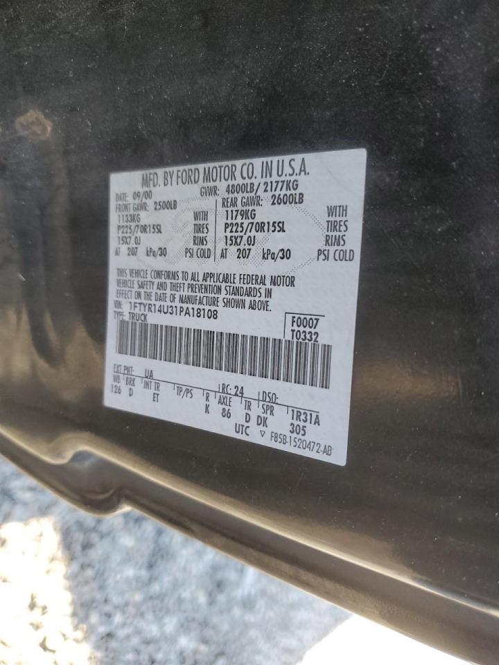 2001 Ford Ranger Super Cab VIN: 1FTYR14U31PA18108 Lot: 67273074