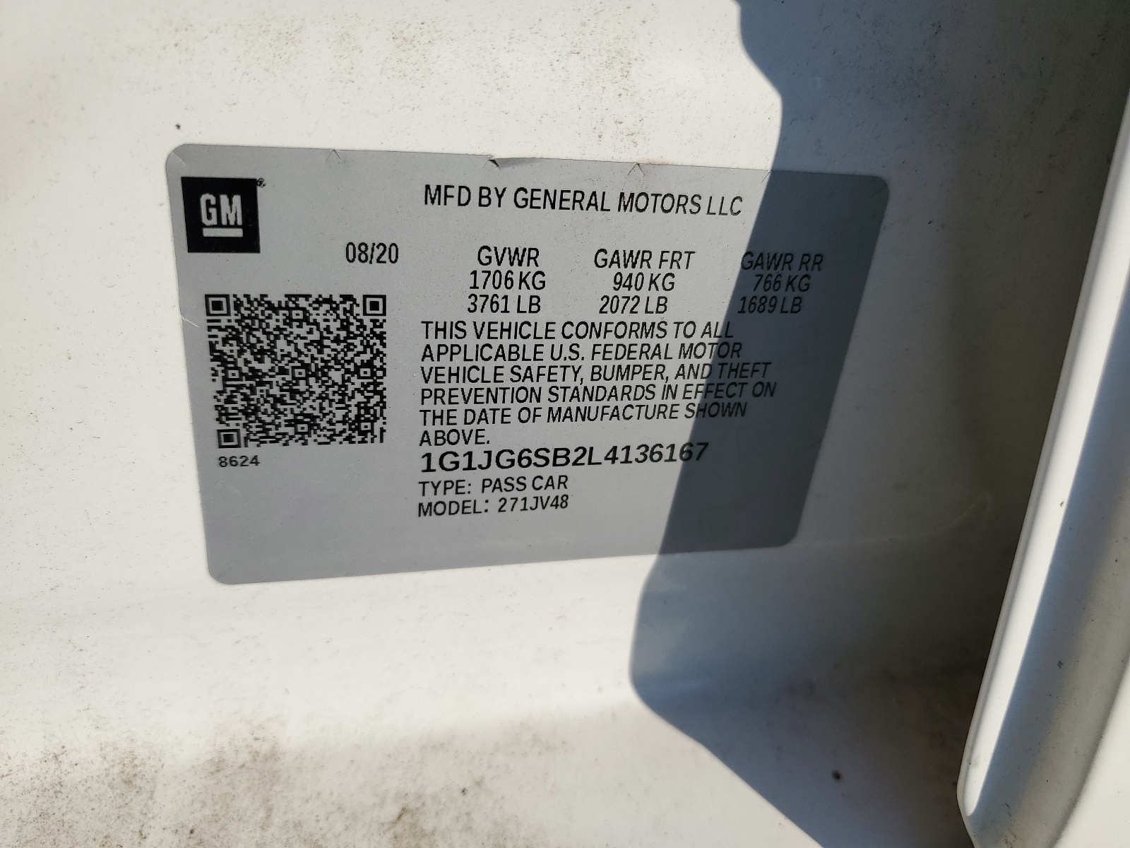 1G1JG6SB2L4136167 2020 Chevrolet Sonic