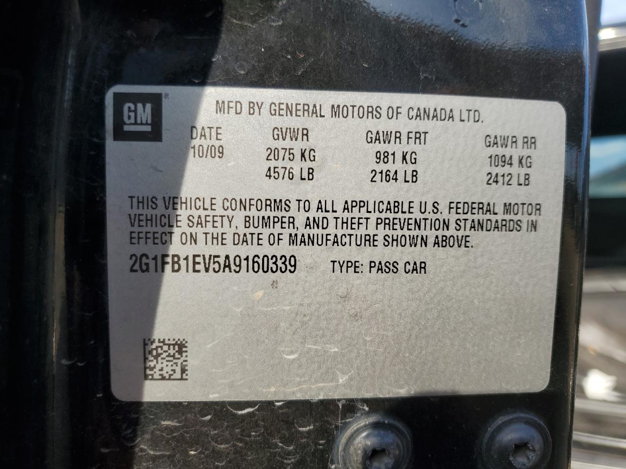 2010 Chevrolet Camaro Lt VIN: 2G1FB1EV5A9160339 Lot: 67302674