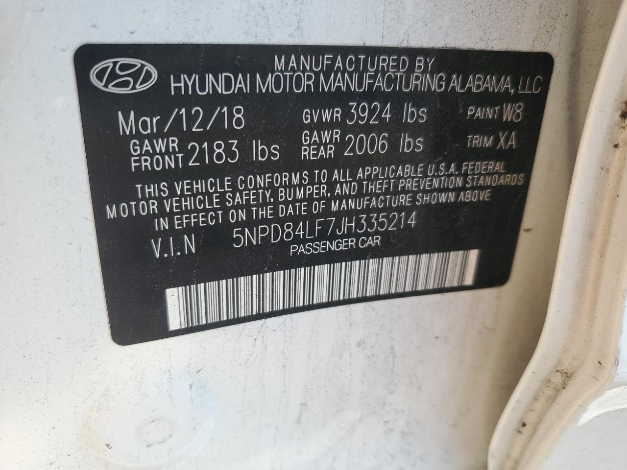 2018 Hyundai Elantra Sel VIN: 5NPD84LF7JH335214 Lot: 65882994