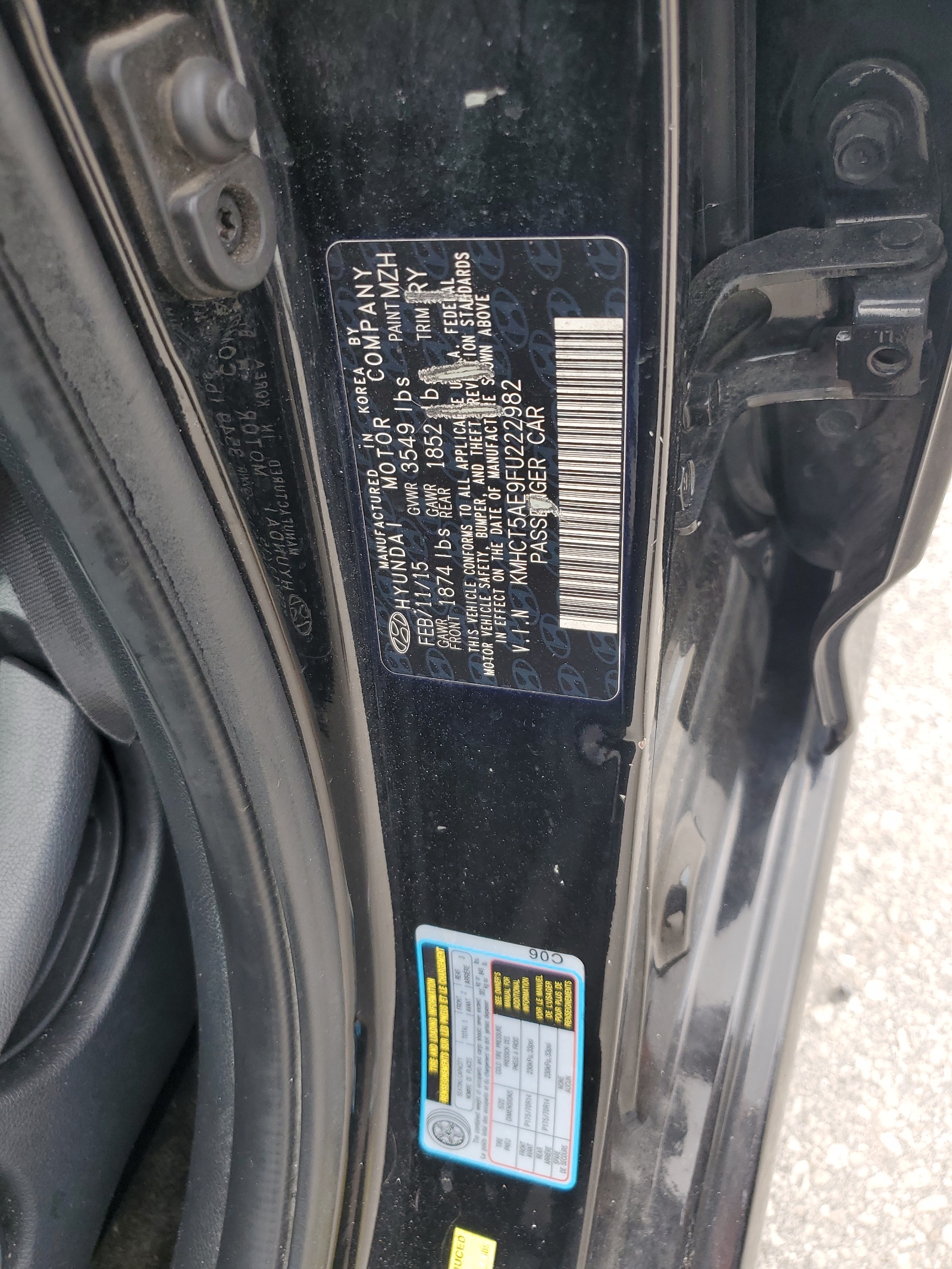 KMHCT5AE9FU222982 2015 Hyundai Accent Gs